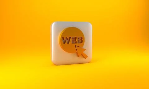 Gold Web and graphic design icon isolated on yellow background. Creative and 스톡 일러스트