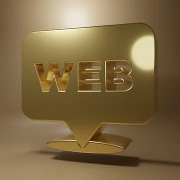 Gold Web and graphic design icon isolated on brown background. Creative and.. Illustrazione stock