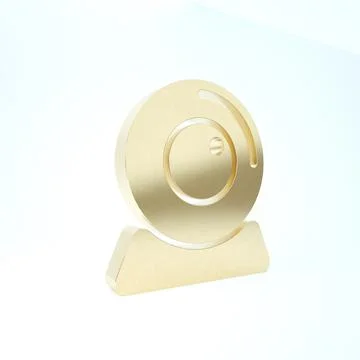 Gold Web camera icon isolated on white background. Chat camera. Webcam icon.  Illustrazione stock