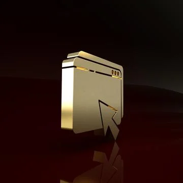 Gold Web design and development concepts icon isolated on brown background. M Stock Illustration