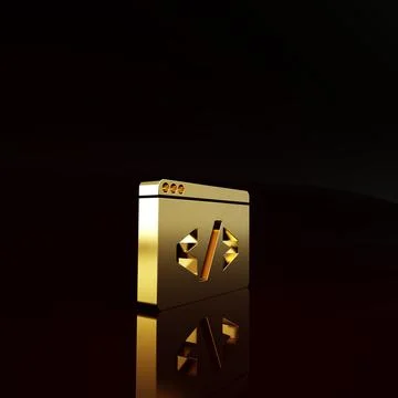 Gold Web design and front end development icon isolated on brown background.  Stock Illustration