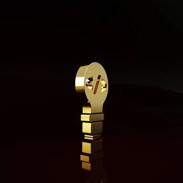 Gold Web design and front end development icon isolated on brown background.  Illustrazione stock