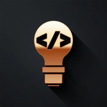 Gold Web design and front end development icon isolated on black background Stock Illustration