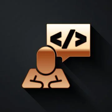 Gold Web design and front end development icon isolated on black background Illustrazione stock