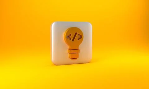 Gold Web design and front end development icon isolated on yellow background Stock Illustration