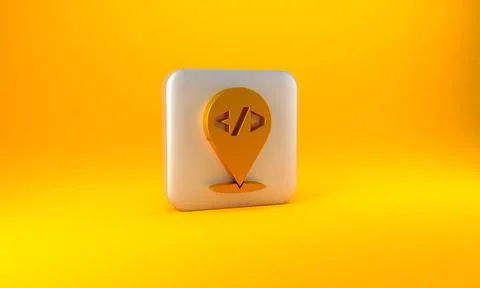 Gold Web design and front end development icon isolated on yellow background Stock Illustration