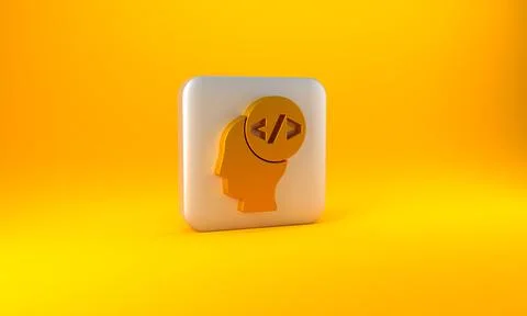 Gold Web design and front end development icon isolated on yellow background Stock Illustration