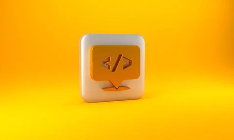 Gold Web design and front end development icon isolated on yellow background Stock Illustration