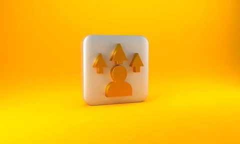 Gold Web design and front end development icon isolated on yellow background. Illustrazione stock