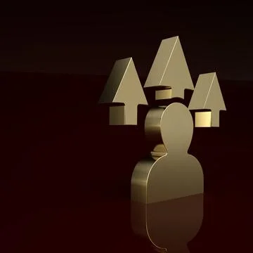 Gold Web design and front end development icon isolated on brown background Stock Illustration