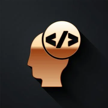Gold Web design and front end development icon isolated on black background Stockillustratie