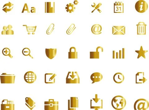 Gold web icons reflections Stock-Illustration