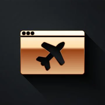 Gold Website template icon isolated on black background. Internet communication Ilustración de archivo