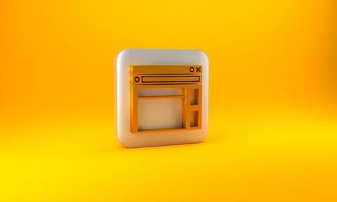 Gold Website template icon isolated on yellow background. Internet communication 库存插图