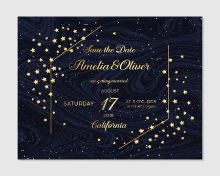 Gold Wedding Invitation, save the date, thank you, rsvp card Design template. Stock Illustration