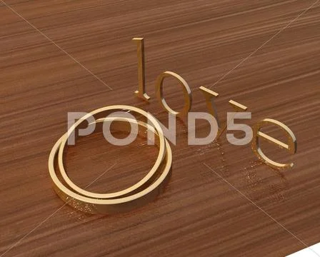 Gold wedding ring and love Stock Illustration