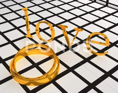 Gold wedding ring and love Stock Illustration