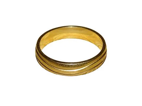 Gold wedding ring isolated on white background 库存照片