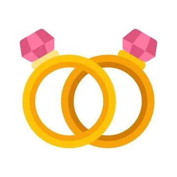 Gold wedding rings joining together with pink diamonds Stock Illustration