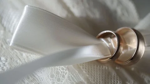 Gold Wedding Rings macro closeup shoot diamon Jewellery Stock Footage 93718132
