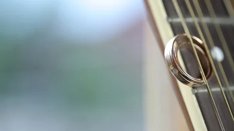 Gold Wedding Rings macro closeup shoot diamon Jewellery Video stock 93719324