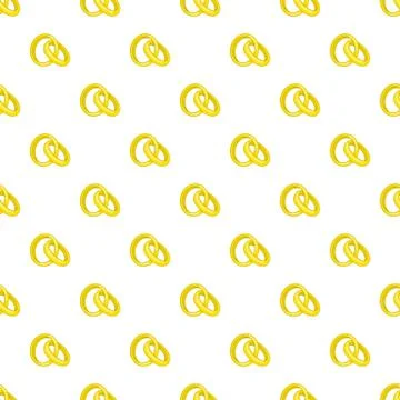 Gold wedding rings pattern, cartoon style Illustrazione stock