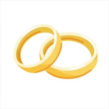 Gold wedding rings. Vector isolated on white background. Cartoon style. A symbol Stock Illustration