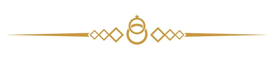 Gold wedding text divider vector illustration. Elegant horizontal page border Stock Illustration