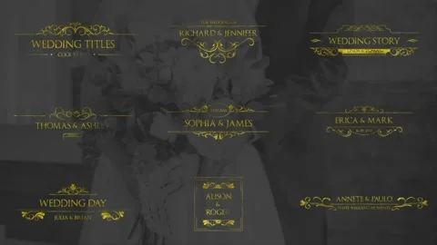 Gold Wedding Titles Stock After Effects