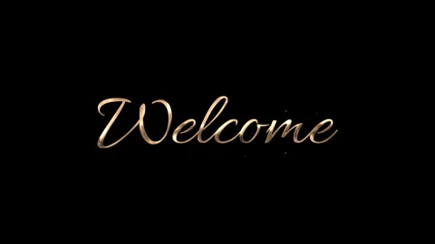 Gold Welcome text on black background enhances video Stock Footage 296619598