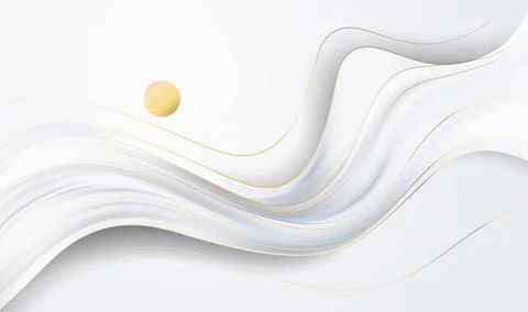 Gold, white flowing wave template, artistic covers design. Trendy pattern 스톡 일러스트