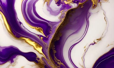 Gold White Purple 3D Waves Abstract Marbles Liquid background Stock Illustration