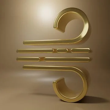 Gold Wind icon isolated on brown background. Windy weather. Minimalism conc.. Stock Illustration