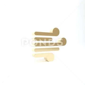Different Golden Paper Clips Isolated On White Background Stock