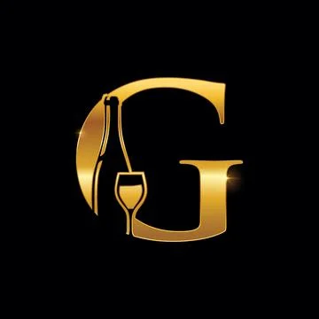 Gold Wine Bottle Initial Letter G Logo Stock Illustration
