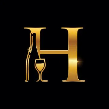 Gold Wine Bottle Initial Letter H Logo Stock Illustration