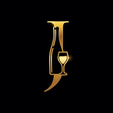 Gold Wine Bottle Initial Letter J Logo Stock Illustration