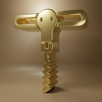 Gold Wine corkscrew icon isolated on brown background. Minimalism concept. .. Illustration