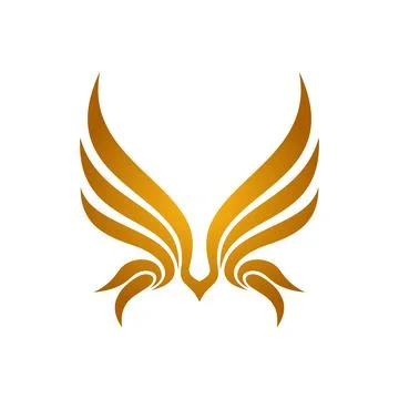 Gold Wing Icon Vector Logo Template Stock Illustration