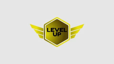A gold winged level up emblem. Stock Footage 337080947