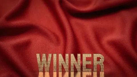 The gold winner text on red background concept 3d rendering Stock Illustration