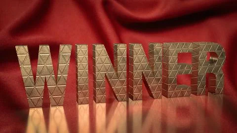 The gold winner text on red background concept 3d rendering Stock Illustration