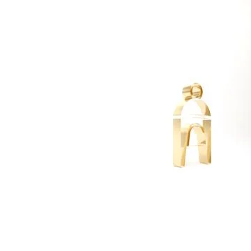 Gold Winter hat icon isolated on white background. 3d illustration 3D render Stock Illustration