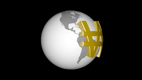 Gold won sign on globe spinning, seamless loop (alpha channel) Stock Footage 75619445