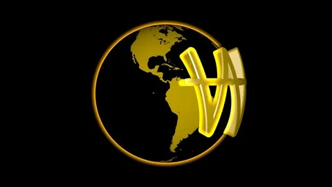 Gold won sign on globe spinning, seamless loop (alpha channel) Stock Footage 76935924