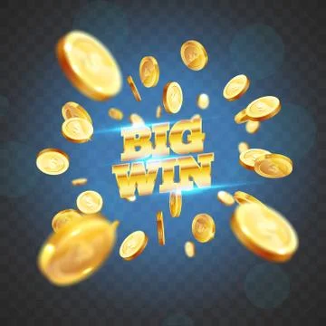 The gold word Big Win, surrounded by attributes of gambling, on a explosion b Stock Illustration