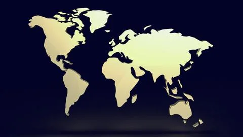 The gold world map for education or business concept 3d rendering Stock Illustration