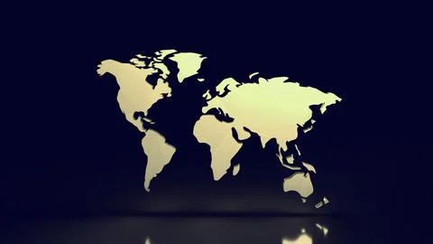 The gold world map for education or business concept 3d rendering Stock Illustration
