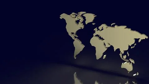 The gold world map for education or business concept 3d rendering Stock Illustration