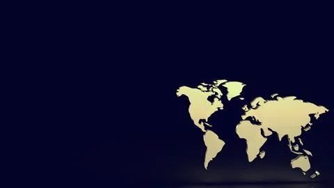 The gold world map for education or business concept 3d rendering Stock Illustration